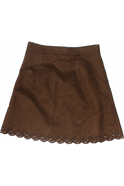 Molly Bracken Hnědá semišová áčková minisukně s třásněmi a dírkováním Vel. XS | Molly Bracken | obrázek 3
