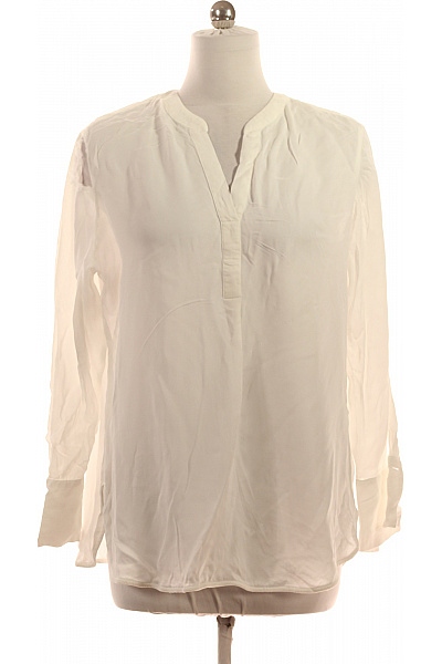 S.OLIVER Bílá Viskózová Halenka S Dlouhým Rukávem A Výstřihem Do V Vel. 42