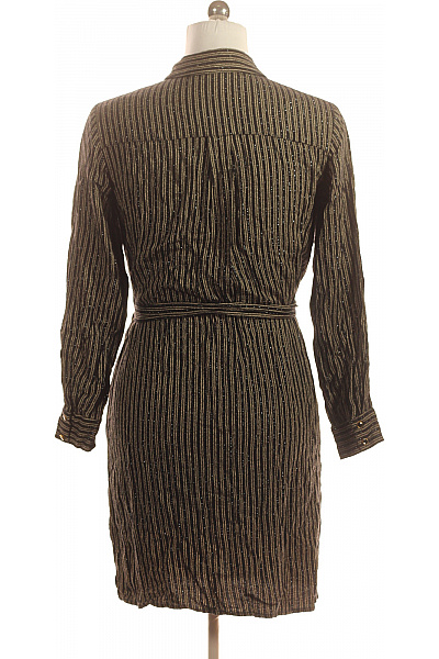 VERO MODA dámské šaty košilové s páskem třpytivé černé Vel. M | VERO MODA | obrázek 3