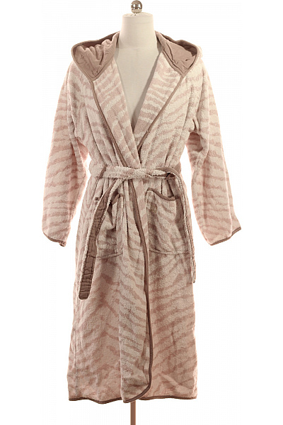 JETTE dámský bavlněný pruhovaný župan s kapucí růžový Velikost L | JETTE | obrázek 2