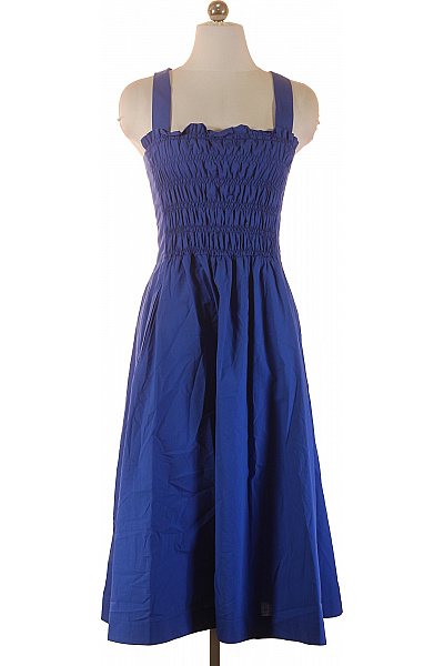 Woolrich Modré Bavlněné šaty Na Ramínka Letní Volnočasové Midi Velikost S