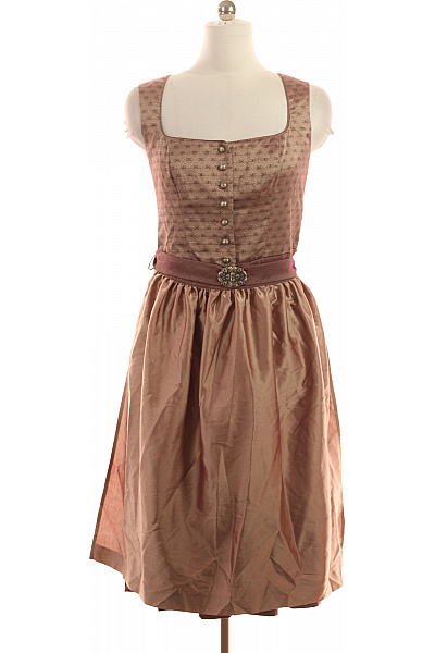 Wenger Dirndl hnědé vzorované saténové s páskem elegantní ke kolenům Velikost 46 | Wenger | obrázek 2