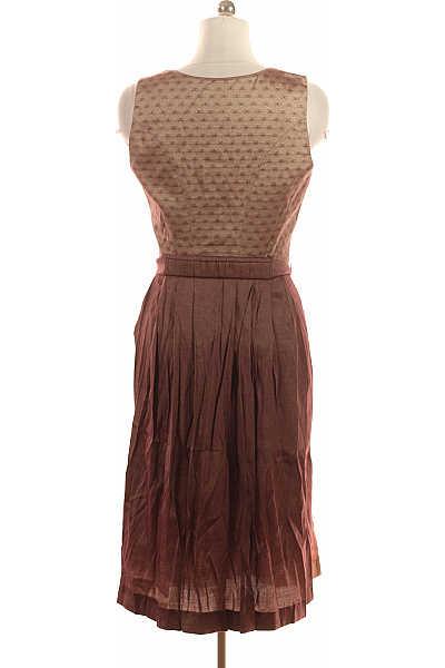 Wenger Dirndl hnědé vzorované saténové s páskem elegantní ke kolenům Velikost 46 | Wenger | obrázek 3