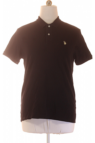 U.S.POLO ASSN. Pánské černé Polo Tričko S Krátkým Rukávem A Výšivkou Velikost Xl