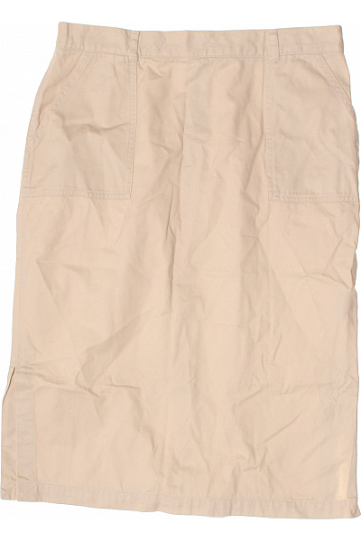 Dámská bavlněná béžová rovná sukně ke kolenům s kapsami Velikost M | Unimoda | obrázek 2