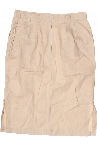 Dámská bavlněná béžová rovná sukně ke kolenům s kapsami Velikost M | Unimoda | obrázek 3
