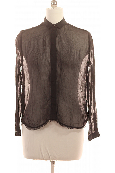 DIESEL Dámská černá Průsvitná Košilová Halenka S Límečkem A Dlouhým Rukávem Vel. L