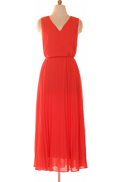 COMMA Dámské šaty bez rukávů oranžové plisované maxi elegantní s páskem letní Vel. 40 | COMMA | obrázek 2