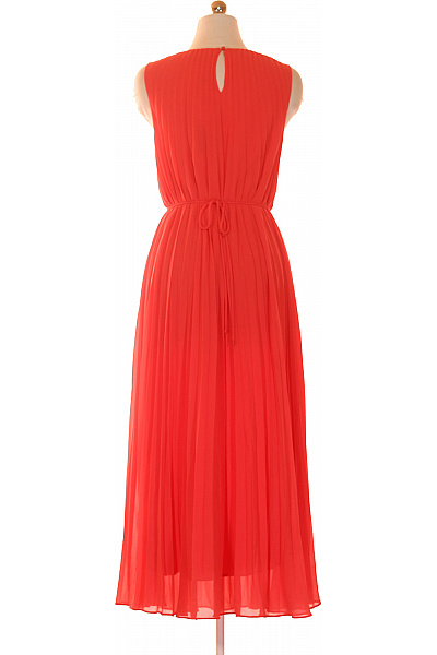 COMMA Dámské šaty bez rukávů oranžové plisované maxi elegantní s páskem letní Vel. 40 | COMMA | obrázek 3