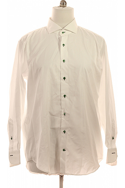 DU4 Pánská Bílá Košile S Dlouhým Rukávem Elegantní Business Velikost 46