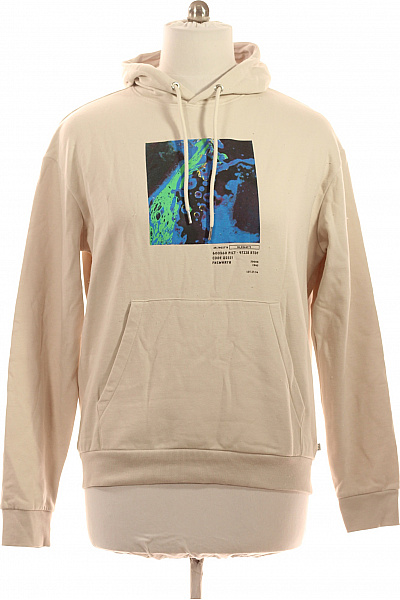 S.OLIVER Pánská Bavlněná Mikina S Kapucí A Potiskem Béžová Streetwear Velikost L