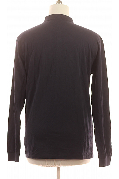 LAWRENCE GREY Pánské tričko s dlouhým rukávem a límečkem modré bavlněné jednobarevné polo Vel. xxl | LAWRENCE GREY | obrázek 2