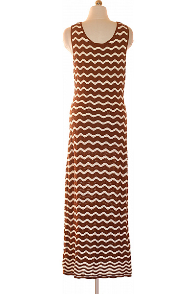 Emilio Sarto dámské pletené šaty bez rukávů hnědé s vlnkami dlouhé letní volnočasové Vel. XL | Emilio Sarto | obrázek 3