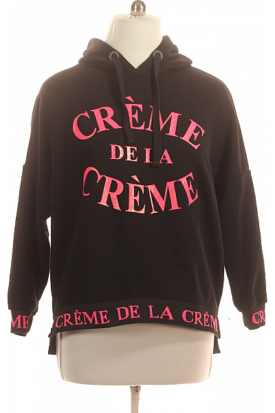 Dámská černá mikina s kapucí a potiskem Crème de la Crème Vel. XXL | Unimoda | obrázek 2