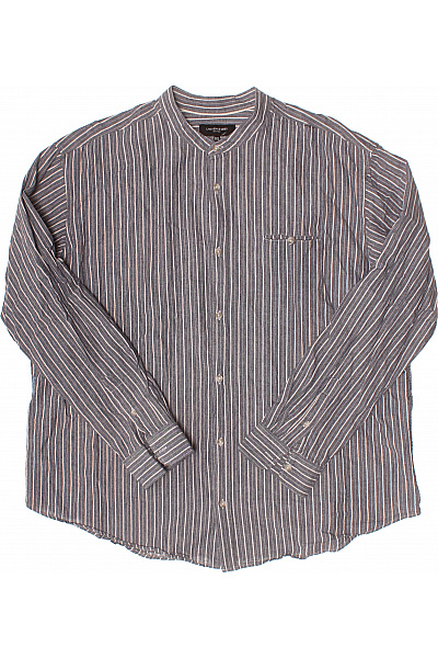 LAWRENCE GREY Pánská Košile Pruhovaná Bez Límečku Ležérní Bavlna Velikost Xxxl