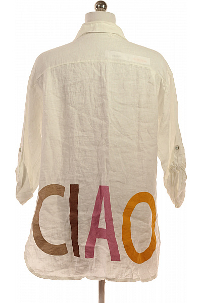 Cartoon Bílá lněná košile s krátkým rukávem ležérní Vel. 38 | Cartoon | obrázek 2