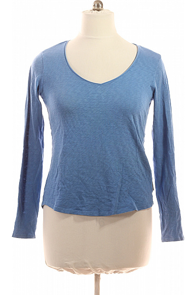Marc O´Polo Dámské Bavlněné Modré Tričko S Dlouhým Rukávem V Výstřih Basic Vel. M