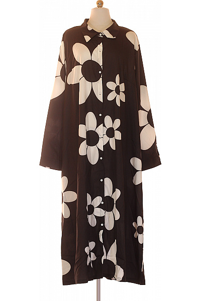 Černobílé květované košilové šaty oversized Velikost XXL | Unimoda | obrázek 2