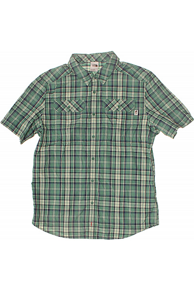 THE NORTH FACE Pánská Kostkovaná Košile Krátký Rukáv Zelená Ležérní Outdoor Vel. L