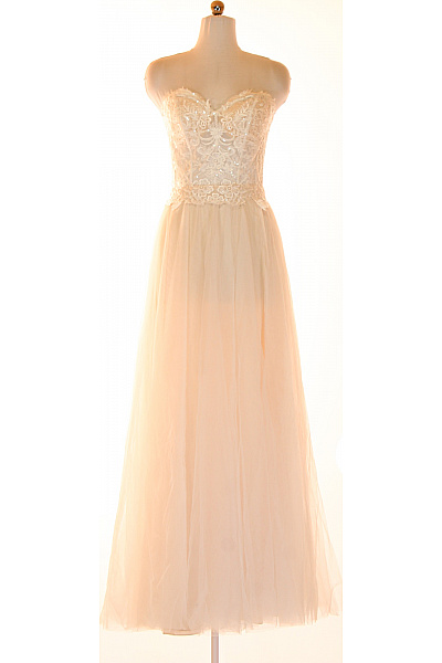 Magic Bride Dámské Dlouhé Svatební šaty Korzetové Tylové Krajkové Béžové Vel. DE 38