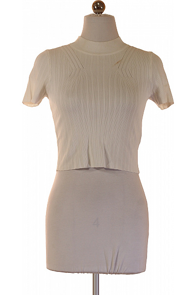 Guess Dámské Tričko Bílé Krátký Rukáv Crop Top S Průstřihy Velikost XS