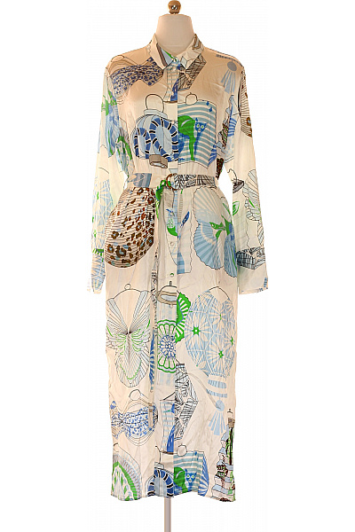 Herzen Sangelegenheit Dámské Hedvábné šaty S Dlouhým Rukávem A Páskem Košilové Barevné Velikost 42