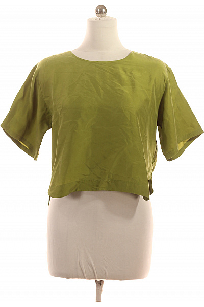 DOROTHEE SCHUMACHER Zelené Hedvábné Tričko S Krátkým Rukávem Crop Top Velikost 2