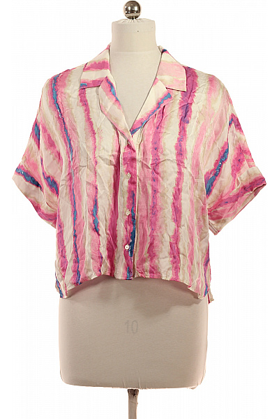 TOM TAILOR Dámská Košile Krátký Rukáv Pruhovaná Crop Ležérní Letní Velikost 42