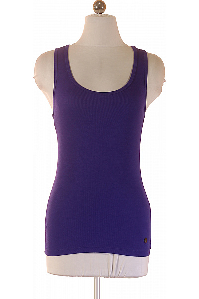 TAMARIS Dámské Bavlněné Tílko Fialové Jednobarevné Basic Bez Rukávů S Kulatým Výstřihem Vel. S