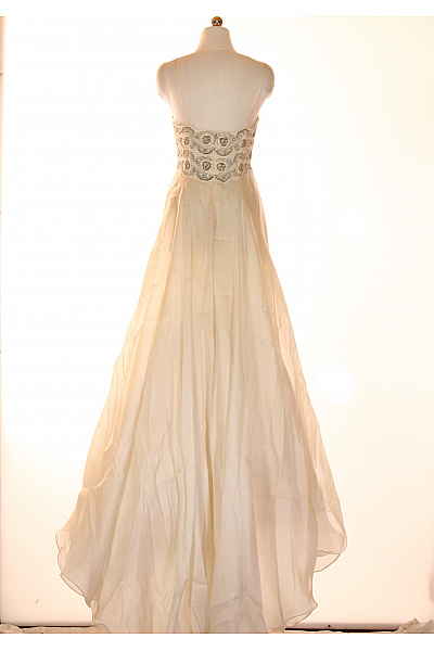 Hedvábné dlouhé svatební šaty na ramínka s korálky vintage Velikost IT 44 | Unimoda | obrázek 2