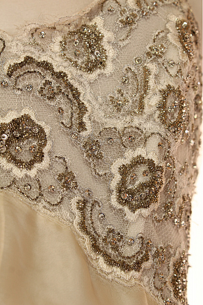 Hedvábné dlouhé svatební šaty na ramínka s korálky vintage Velikost IT 44 | Unimoda | obrázek 5