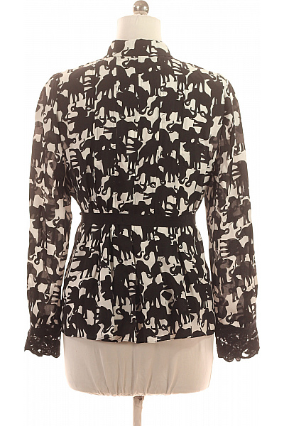 MARCCAIN Dámská viskózová košile černobílá sloni vzorovaná elegantní s páskem s krajkou Velikost 4 | MARCCAIN | obrázek 2