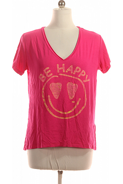 Dámské Tričko S Krátkým Rukávem A Potiskem Růžové Vel. M