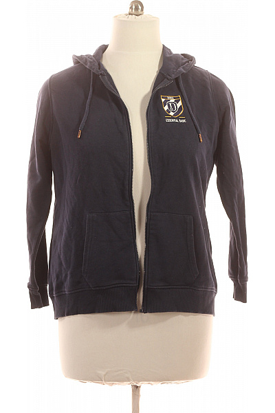 Pánská Modrá Mikina S Kapucí A Výšivkou Na Zip Vel. 44