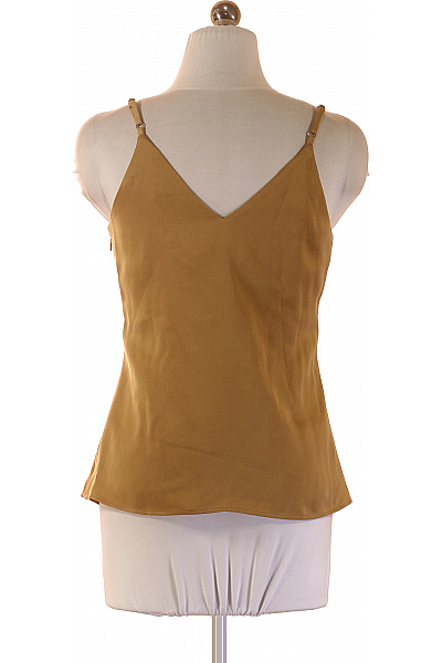 Donna Karan Dámská halenka bez rukávů hnědá saténová s výstřihem do V elegantní letní Vel. S | Donna Karan | obrázek 2