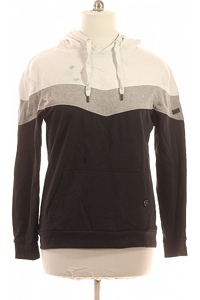 Key Largo Pánská Bavlněná Mikina S Kapucí Přes Hlavu Streetwear černobílá Vel. XL