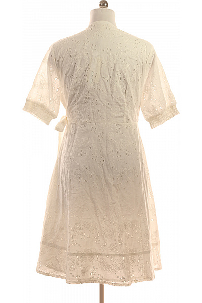 Yumi Dámské šaty zavinovací bílé bavlněné letní ažurové s krátkým rukávem Velikost EU 44 | Yumi | obrázek 2
