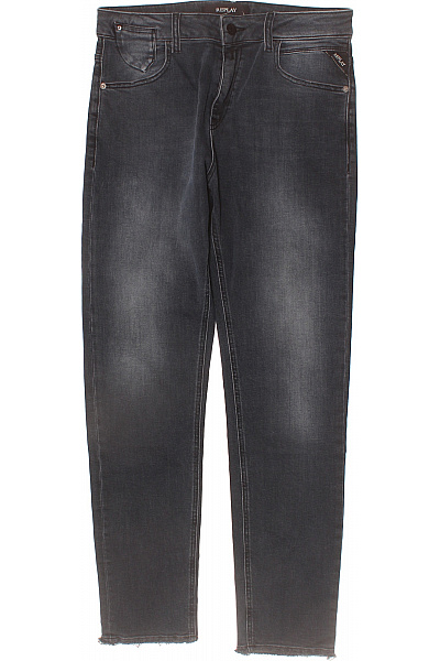 REPLAY Dámské Bavlněné šedé Džíny Seprané Zkrácené Vel. EU 29