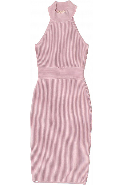 Guess Růžové Pletené šaty Za Krk Midi Elegantní Velikost XS