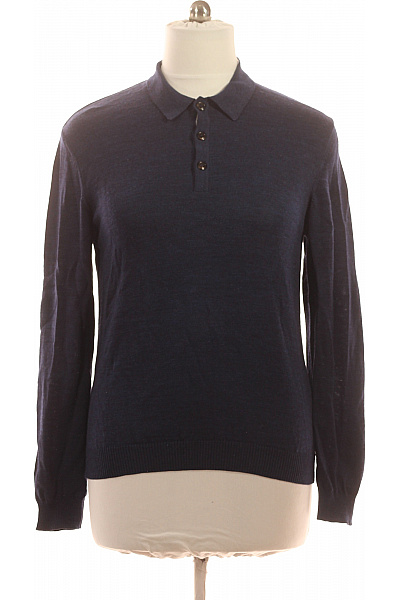 MAERZ Pánský vlněný svetr s dlouhým rukávem a límečkem modrý Velikost EU 52 | MAERZ | obrázek 2