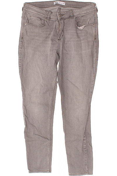 ZARA Dámské Džíny šedé Strečové S Kapsami Rovné Velikost 42