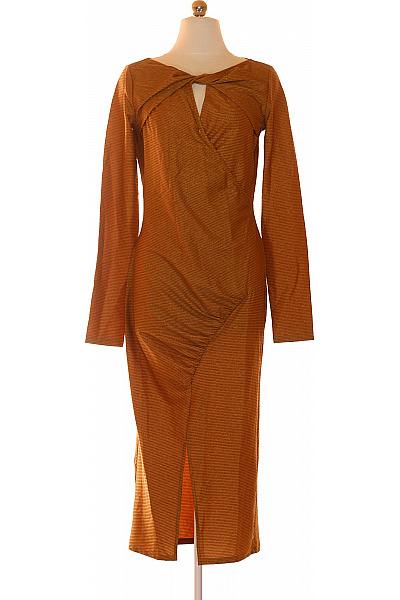 PATRIZIA  PEPE Dámské Hnědé Midi Šaty Polyamidové Dlouhý Rukáv Zavinovací Ruched Rozparek Trendy Velikost 3 | PATRIZIA  PEPE | obrázek 2