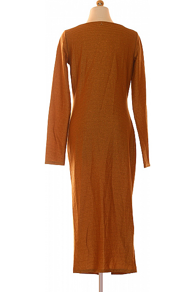 PATRIZIA  PEPE Dámské Hnědé Midi Šaty Polyamidové Dlouhý Rukáv Zavinovací Ruched Rozparek Trendy Velikost 3 | PATRIZIA  PEPE | obrázek 3