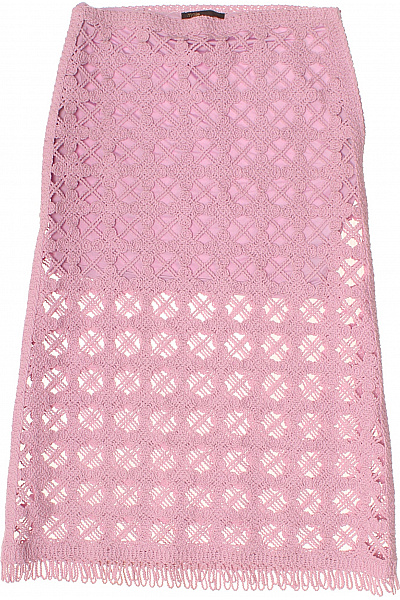 Maje růžová háčkovaná midi sukně s třásněmi letní průsvitná Vel. 36 | Maje | obrázek 2