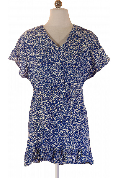 MbyM Dámské šaty S Krátkým Rukávem Květované Modré Volnočasové Letní Velikost S