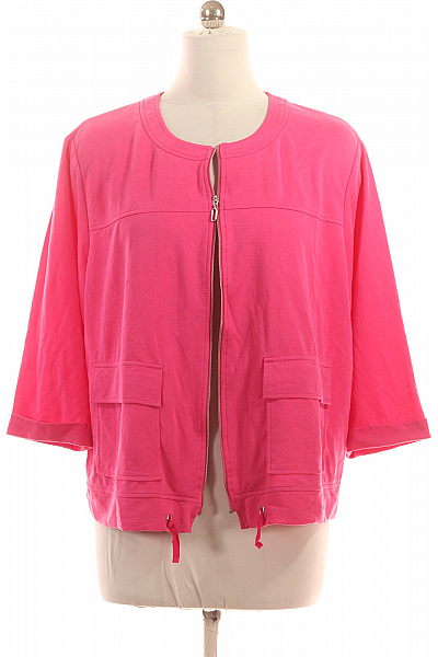 RABE Dámská Růžová Mikina Na Zip S Krátkým Rukávem A Kapsami Vel. XXL