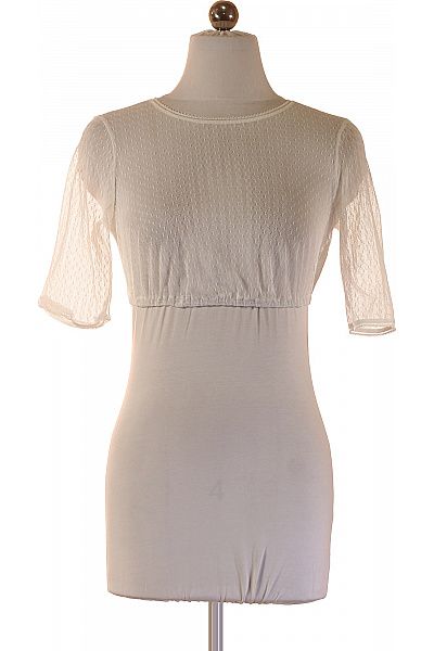 Hammerschmid Dámské Tričko S Krátkým Rukávem Bílé Puntíkované Průhledné Velikost 36