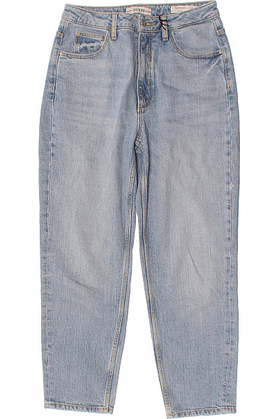 Guess Dámské Bavlněné Džíny Světle Modré Seprané High Waist Tapered Velikost 29