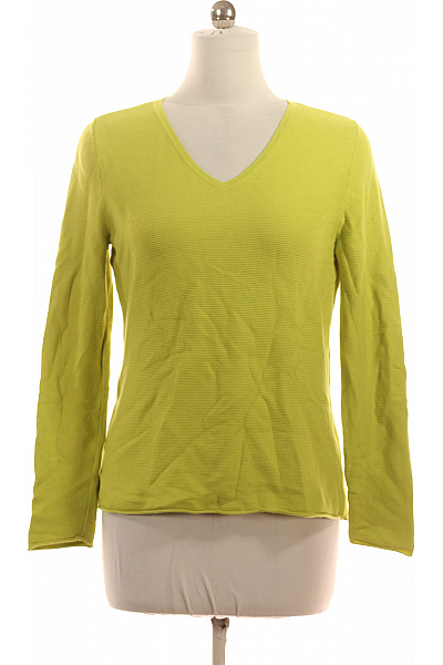 COMMA Dámská Viskózová Halenka žlutá žebrovaná S Dlouhým Rukávem Výstřih Do V Vel. 38