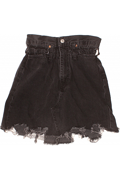 ZARA Dámská černá džínová mini sukně s vysokým pasem a třásněmi Velikost XS | ZARA | obrázek 2